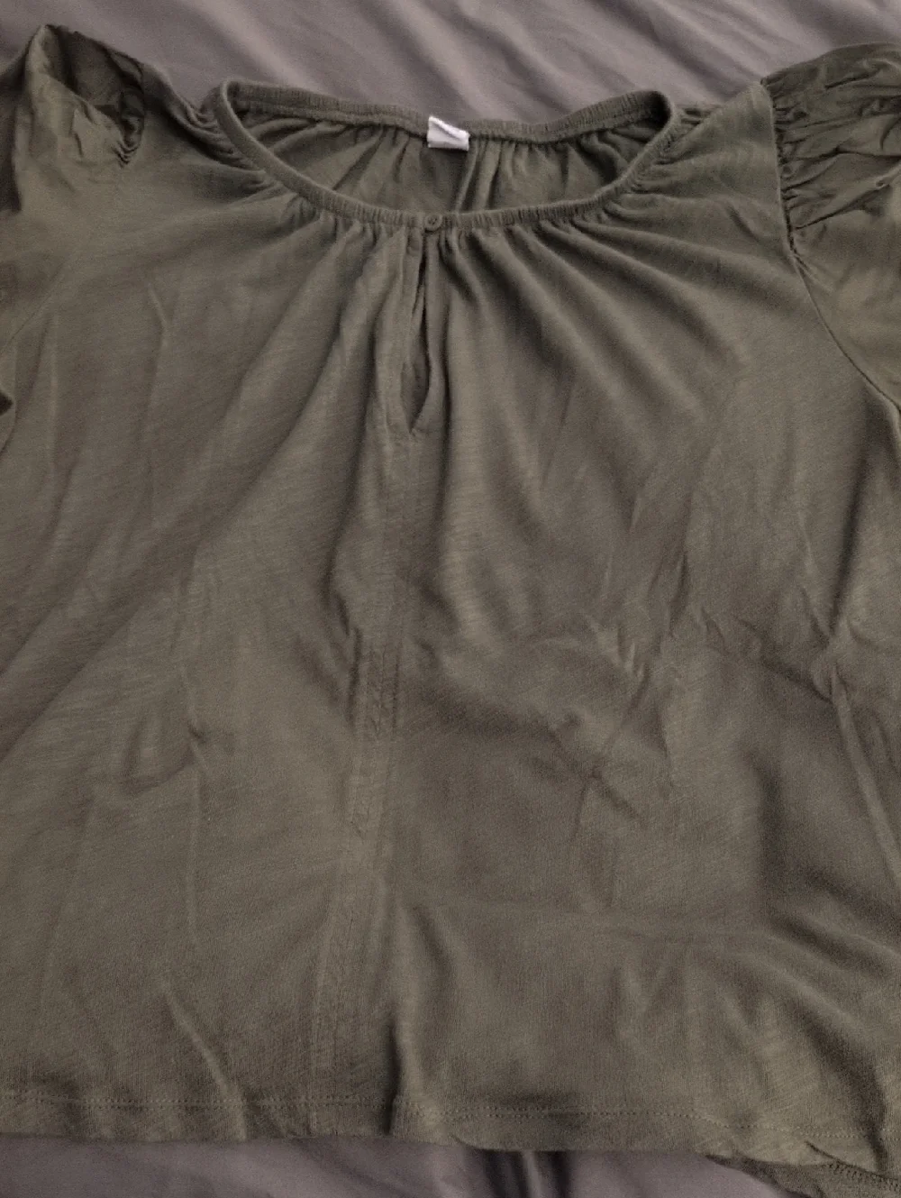 Olive Green Puff Sleeve Top Size M - Picture 10 of 14